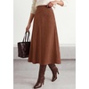 image:imageBTFBM Women Faux Suede Midi Long Skirt Fall Fashion 2026  High Waisted Skirts For Women Trendy Lightweight Back Elastic Arc Line Design ALine Winter Dress Boho Western OutfitsDark Brown