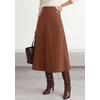 image:imageBTFBM Women Faux Suede Midi Long Skirt Fall Fashion 2026  High Waisted Skirts For Women Trendy Lightweight Back Elastic Arc Line Design ALine Winter Dress Boho Western OutfitsDark Brown