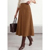 image:imageBTFBM Women Faux Suede Midi Long Skirt Fall Fashion 2026  High Waisted Skirts For Women Trendy Lightweight Back Elastic Arc Line Design ALine Winter Dress Boho Western OutfitsBrown