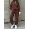 image:imageBTFBM Womens 2 Piece Outfits Sweatsuit Fleece Lounge Sets  Quarter Zip Pullover SweatshirtBaggy Jogger Sweatpants2026 Fall Fashion ClothingAirport Travel Matching Sweat SetBrown