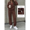 image:imageBTFBM Womens 2 Piece Outfits Sweatsuit Fleece Lounge Sets  Quarter Zip Pullover SweatshirtBaggy Jogger Sweatpants2026 Fall Fashion ClothingAirport Travel Matching Sweat SetBrown