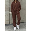 image:imageBTFBM Womens 2 Piece Outfits Sweatsuit Fleece Lounge Sets  Quarter Zip Pullover SweatshirtBaggy Jogger Sweatpants2026 Fall Fashion ClothingAirport Travel Matching Sweat SetBrown