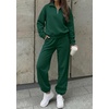 image:imageBTFBM Womens 2 Piece Outfits Sweatsuit Fleece Lounge Sets  Quarter Zip Pullover SweatshirtBaggy Jogger Sweatpants2026 Fall Fashion ClothingAirport Travel Matching Sweat SetDark Green