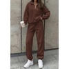 image:imageBTFBM Womens 2 Piece Outfits Sweatsuit Fleece Lounge Sets  Quarter Zip Pullover SweatshirtBaggy Jogger Sweatpants2026 Fall Fashion ClothingAirport Travel Matching Sweat SetBrown
