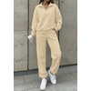 image:imageBTFBM Womens 2 Piece Outfits Sweatsuit Fleece Lounge Sets  Quarter Zip Pullover SweatshirtBaggy Jogger Sweatpants2026 Fall Fashion ClothingAirport Travel Matching Sweat SetApricot