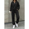 image:imageBTFBM Womens 2 Piece Outfits Sweatsuit Fleece Lounge Sets  Quarter Zip Pullover SweatshirtBaggy Jogger Sweatpants2026 Fall Fashion ClothingAirport Travel Matching Sweat SetBlack