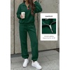 image:imageBTFBM Womens 2 Piece Outfits Sweatsuit Fleece Lounge Sets  Quarter Zip Pullover SweatshirtBaggy Jogger Sweatpants2026 Fall Fashion ClothingAirport Travel Matching Sweat SetDark Green