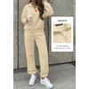 image:imageBTFBM Womens 2 Piece Outfits Sweatsuit Fleece Lounge Sets  Quarter Zip Pullover SweatshirtBaggy Jogger Sweatpants2026 Fall Fashion ClothingAirport Travel Matching Sweat SetApricot