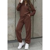 image:imageBTFBM Womens 2 Piece Outfits Sweatsuit Fleece Lounge Sets  Quarter Zip Pullover SweatshirtBaggy Jogger Sweatpants2026 Fall Fashion ClothingAirport Travel Matching Sweat SetBrown