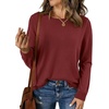 image:imageBTFBM Womens Long Sleeve Sweaters Crew Neck Basic Tops  Business Casual TopLightweight Knit Pullover SweaterBasic Travel OutfitsLadies ShirtsFall Fashion Winter Layer ClothesMaroon