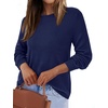 image:imageBTFBM Womens Long Sleeve Sweaters Crew Neck Basic Tops  Business Casual TopLightweight Knit Pullover SweaterBasic Travel OutfitsLadies ShirtsFall Fashion Winter Layer ClothesNavy Blue