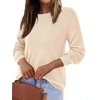 image:imageBTFBM Womens Long Sleeve Sweaters Crew Neck Basic Tops  Business Casual TopLightweight Knit Pullover SweaterBasic Travel OutfitsLadies ShirtsFall Fashion Winter Layer ClothesApricot