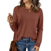image:imageBTFBM Womens Long Sleeve Sweaters Crew Neck Basic Tops  Business Casual TopLightweight Knit Pullover SweaterBasic Travel OutfitsLadies ShirtsFall Fashion Winter Layer ClothesLight Brown