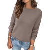image:imageBTFBM Womens Long Sleeve Sweaters Crew Neck Basic Tops  Business Casual TopLightweight Knit Pullover SweaterBasic Travel OutfitsLadies ShirtsFall Fashion Winter Layer ClothesApricot Khaki