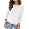 image:imageBTFBM Womens Long Sleeve Sweaters Crew Neck Basic Tops  Business Casual TopLightweight Knit Pullover SweaterBasic Travel OutfitsLadies ShirtsFall Fashion Winter Layer ClothesWhite