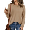 image:imageBTFBM Womens Long Sleeve Sweaters Crew Neck Basic Tops  Business Casual TopLightweight Knit Pullover SweaterBasic Travel OutfitsLadies ShirtsFall Fashion Winter Layer ClothesKhaki