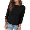 image:imageBTFBM Womens Long Sleeve Sweaters Crew Neck Basic Tops  Business Casual TopLightweight Knit Pullover SweaterBasic Travel OutfitsLadies ShirtsFall Fashion Winter Layer ClothesBlack