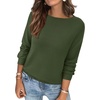 image:imageBTFBM Womens Long Sleeve Sweaters Crew Neck Basic Tops  Business Casual TopLightweight Knit Pullover SweaterBasic Travel OutfitsLadies ShirtsFall Fashion Winter Layer ClothesArmy Green