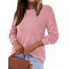 image:imageBTFBM Womens Long Sleeve Sweaters Crew Neck Basic Tops  Business Casual TopLightweight Knit Pullover SweaterBasic Travel OutfitsLadies ShirtsFall Fashion Winter Layer ClothesPink
