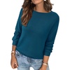 image:imageBTFBM Womens Long Sleeve Sweaters Crew Neck Basic Tops  Business Casual TopLightweight Knit Pullover SweaterBasic Travel OutfitsLadies ShirtsFall Fashion Winter Layer ClothesDark Blue