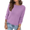 image:imageBTFBM Womens Long Sleeve Sweaters Crew Neck Basic Tops  Business Casual TopLightweight Knit Pullover SweaterBasic Travel OutfitsLadies ShirtsFall Fashion Winter Layer ClothesPurple