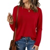 image:imageBTFBM Womens Long Sleeve Sweaters Crew Neck Basic Tops  Business Casual TopLightweight Knit Pullover SweaterBasic Travel OutfitsLadies ShirtsFall Fashion Winter Layer ClothesRed