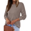 image:imageBTFBM Womens Long Sleeve Sweaters Crew Neck Basic Tops  Business Casual TopLightweight Knit Pullover SweaterBasic Travel OutfitsLadies ShirtsFall Fashion Winter Layer ClothesApricot Khaki