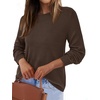 image:imageBTFBM Womens Long Sleeve Sweaters Crew Neck Basic Tops  Business Casual TopLightweight Knit Pullover SweaterBasic Travel OutfitsLadies ShirtsFall Fashion Winter Layer ClothesBrown