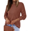 image:imageBTFBM Womens Long Sleeve Sweaters Crew Neck Basic Tops  Business Casual TopLightweight Knit Pullover SweaterBasic Travel OutfitsLadies ShirtsFall Fashion Winter Layer ClothesLight Brown