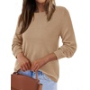 image:imageBTFBM Womens Long Sleeve Sweaters Crew Neck Basic Tops  Business Casual TopLightweight Knit Pullover SweaterBasic Travel OutfitsLadies ShirtsFall Fashion Winter Layer ClothesKhaki