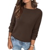 image:imageBTFBM Womens Long Sleeve Sweaters Crew Neck Basic Tops  Business Casual TopLightweight Knit Pullover SweaterBasic Travel OutfitsLadies ShirtsFall Fashion Winter Layer ClothesBrown