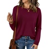 image:imageBTFBM Womens Long Sleeve Sweaters Crew Neck Basic Tops  Business Casual TopLightweight Knit Pullover SweaterBasic Travel OutfitsLadies ShirtsFall Fashion Winter Layer ClothesBurgundy