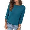 image:imageBTFBM Womens Long Sleeve Sweaters Crew Neck Basic Tops  Business Casual TopLightweight Knit Pullover SweaterBasic Travel OutfitsLadies ShirtsFall Fashion Winter Layer ClothesLake Blue
