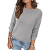 image:imageBTFBM Womens Long Sleeve Sweaters Crew Neck Basic Tops  Business Casual TopLightweight Knit Pullover SweaterBasic Travel OutfitsLadies ShirtsFall Fashion Winter Layer ClothesGrey