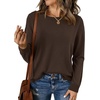 image:imageBTFBM Womens Long Sleeve Sweaters Crew Neck Basic Tops  Business Casual TopLightweight Knit Pullover SweaterBasic Travel OutfitsLadies ShirtsFall Fashion Winter Layer ClothesBrown