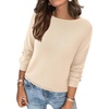 image:imageBTFBM Womens Long Sleeve Sweaters Crew Neck Basic Tops  Business Casual TopLightweight Knit Pullover SweaterBasic Travel OutfitsLadies ShirtsFall Fashion Winter Layer ClothesApricot