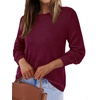 image:imageBTFBM Womens Long Sleeve Sweaters Crew Neck Basic Tops  Business Casual TopLightweight Knit Pullover SweaterBasic Travel OutfitsLadies ShirtsFall Fashion Winter Layer ClothesBurgundy