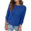 image:imageBTFBM Womens Long Sleeve Sweaters Crew Neck Basic Tops  Business Casual TopLightweight Knit Pullover SweaterBasic Travel OutfitsLadies ShirtsFall Fashion Winter Layer ClothesRoyal Blue