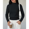image:imageBTFBM Womens Long Sleeve Sweaters Mock Neck Tops  Lightweight Knit Pullover SweaterBasic Classic Daily Wear 2026 Fall FashionWinter Layer ClothesBusiness Casual OutfitsBlack
