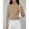 image:imageBTFBM Womens Long Sleeve Sweaters Mock Neck Tops  Lightweight Knit Pullover SweaterBasic Classic Daily Wear 2026 Fall FashionWinter Layer ClothesBusiness Casual OutfitsKhaki