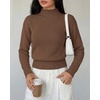 image:imageBTFBM Womens Long Sleeve Sweaters Mock Neck Tops  Lightweight Knit Pullover SweaterBasic Classic Daily Wear 2026 Fall FashionWinter Layer ClothesBusiness Casual OutfitsBrown