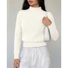 image:imageBTFBM Womens Long Sleeve Sweaters Mock Neck Tops  Lightweight Knit Pullover SweaterBasic Classic Daily Wear 2026 Fall FashionWinter Layer ClothesBusiness Casual OutfitsWhite