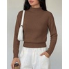 image:imageBTFBM Womens Long Sleeve Sweaters Mock Neck Tops  Lightweight Knit Pullover SweaterBasic Classic Daily Wear 2026 Fall FashionWinter Layer ClothesBusiness Casual OutfitsBrown
