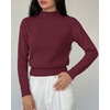 image:imageBTFBM Womens Long Sleeve Sweaters Mock Neck Tops  Lightweight Knit Pullover SweaterBasic Classic Daily Wear 2026 Fall FashionWinter Layer ClothesBusiness Casual OutfitsBurgundy