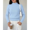 image:imageBTFBM Womens Long Sleeve Sweaters Mock Neck Tops  Lightweight Knit Pullover SweaterBasic Classic Daily Wear 2026 Fall FashionWinter Layer ClothesBusiness Casual OutfitsBlue