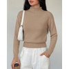 image:imageBTFBM Womens Long Sleeve Sweaters Mock Neck Tops  Lightweight Knit Pullover SweaterBasic Classic Daily Wear 2026 Fall FashionWinter Layer ClothesBusiness Casual OutfitsKhaki