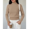 image:imageBTFBM Womens Long Sleeve Sweaters Mock Neck Tops  Lightweight Knit Pullover SweaterBasic Classic Daily Wear 2026 Fall FashionWinter Layer ClothesBusiness Casual OutfitsKhaki