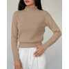 image:imageBTFBM Womens Long Sleeve Sweaters Mock Neck Tops  Lightweight Knit Pullover SweaterBasic Classic Daily Wear 2026 Fall FashionWinter Layer ClothesBusiness Casual OutfitsKhaki