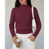 image:imageBTFBM Womens Long Sleeve Sweaters Mock Neck Tops  Lightweight Knit Pullover SweaterBasic Classic Daily Wear 2026 Fall FashionWinter Layer ClothesBusiness Casual OutfitsBurgundy