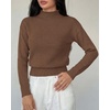 image:imageBTFBM Womens Long Sleeve Sweaters Mock Neck Tops  Lightweight Knit Pullover SweaterBasic Classic Daily Wear 2026 Fall FashionWinter Layer ClothesBusiness Casual OutfitsBrown